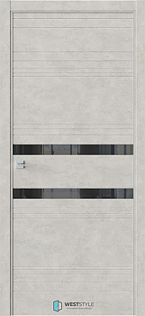 In 13 Бетон смоки/ Чёрное Lacobel (ДО) с алюминиевой кромкой